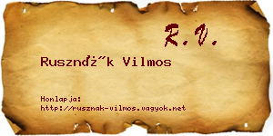 Rusznák Vilmos névjegykártya